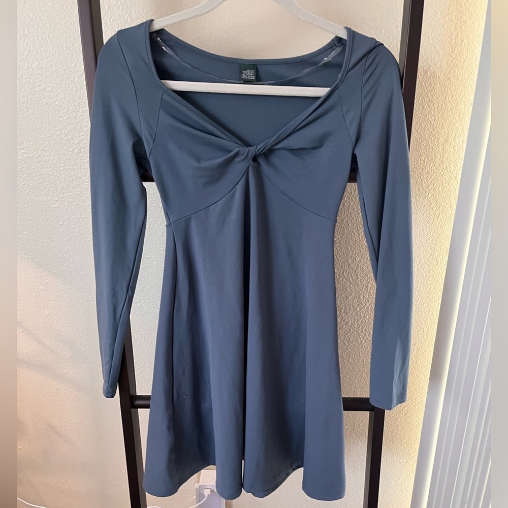wild fable Slate Blue Long Sleeve Twist-Front Dress